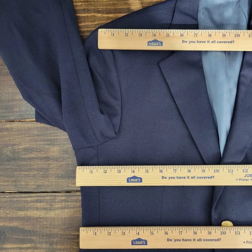 VTG Stafford Men's Sport Coat Blazer Two Button Navy Blue Polyester Wool 42R‎